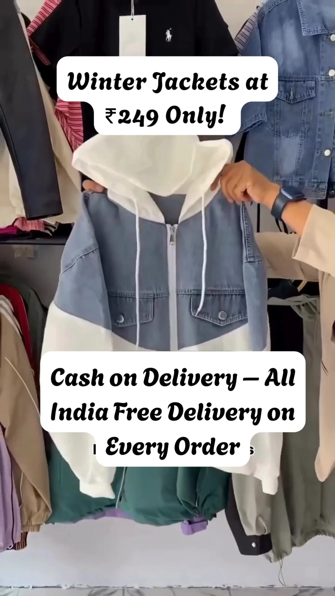 Men's Winter Hooded Denim Jacket Stylish Warm Casual Daily Wear